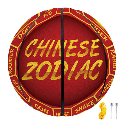 Red And Yellow Chinese Zodiac Print Basketball
