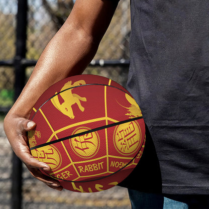 Red And Yellow Chinese Zodiac Print Basketball