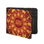 Red And Yellow Chinese Zodiac Print Bifold Wallet
