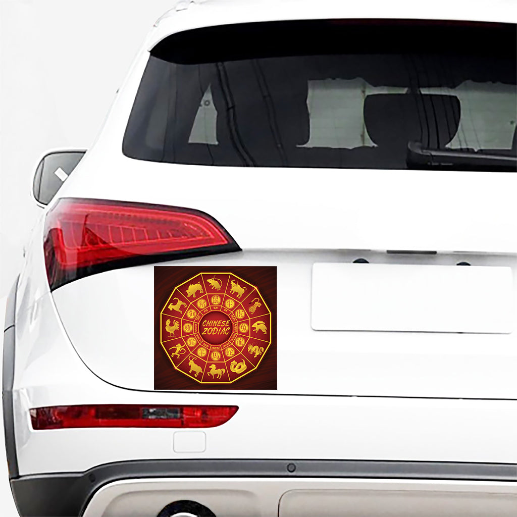 Red And Yellow Chinese Zodiac Print Car Sticker