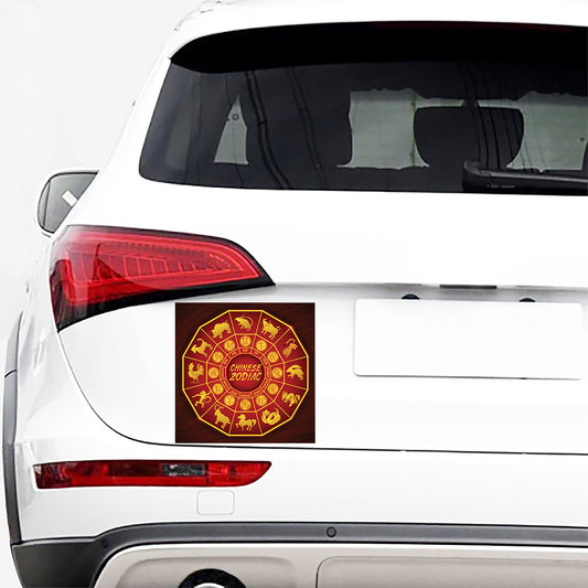 Red And Yellow Chinese Zodiac Print Car Sticker