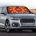 Red And Yellow Chinese Zodiac Print Car Windshield Sun Shade