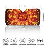 Red And Yellow Chinese Zodiac Print Car Windshield Sun Shade