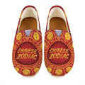 Red And Yellow Chinese Zodiac Print Casual Shoes