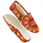 Red And Yellow Chinese Zodiac Print Casual Shoes