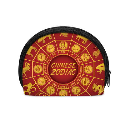 Red And Yellow Chinese Zodiac Print Coin Purse