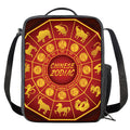 Red And Yellow Chinese Zodiac Print Crossbody Lunch Bag