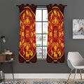 Red And Yellow Chinese Zodiac Print Grommet Curtain Panels