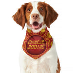 Red And Yellow Chinese Zodiac Print Dog Bandana