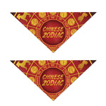 Red And Yellow Chinese Zodiac Print Dog Bandana