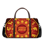 Red And Yellow Chinese Zodiac Print Duffle Bag