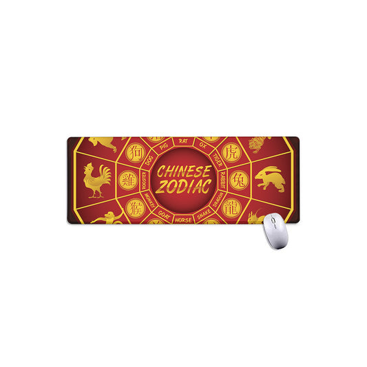 Red And Yellow Chinese Zodiac Print Extended Mouse Pad