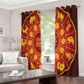 Red And Yellow Chinese Zodiac Print Extra Wide Grommet Curtains
