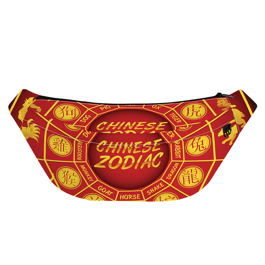 Red And Yellow Chinese Zodiac Print Fanny Pack