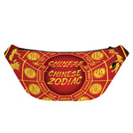 Red And Yellow Chinese Zodiac Print Fanny Pack