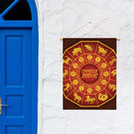 Red And Yellow Chinese Zodiac Print Garden Flag