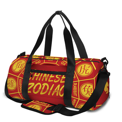 Red And Yellow Chinese Zodiac Print Gym Bag