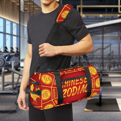 Red And Yellow Chinese Zodiac Print Gym Bag