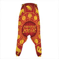 Red And Yellow Chinese Zodiac Print Hammer Pants