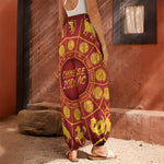 Red And Yellow Chinese Zodiac Print Harem Pants