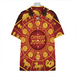 Red And Yellow Chinese Zodiac Print Hawaiian Shirt