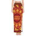 Red And Yellow Chinese Zodiac Print High Slit Maxi Skirt