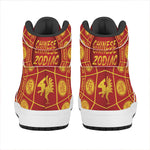 Red And Yellow Chinese Zodiac Print High Top Leather Sneakers