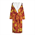 Red And Yellow Chinese Zodiac Print Hooded Bathrobe