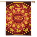 Red And Yellow Chinese Zodiac Print House Flag