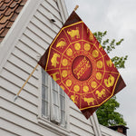Red And Yellow Chinese Zodiac Print House Flag