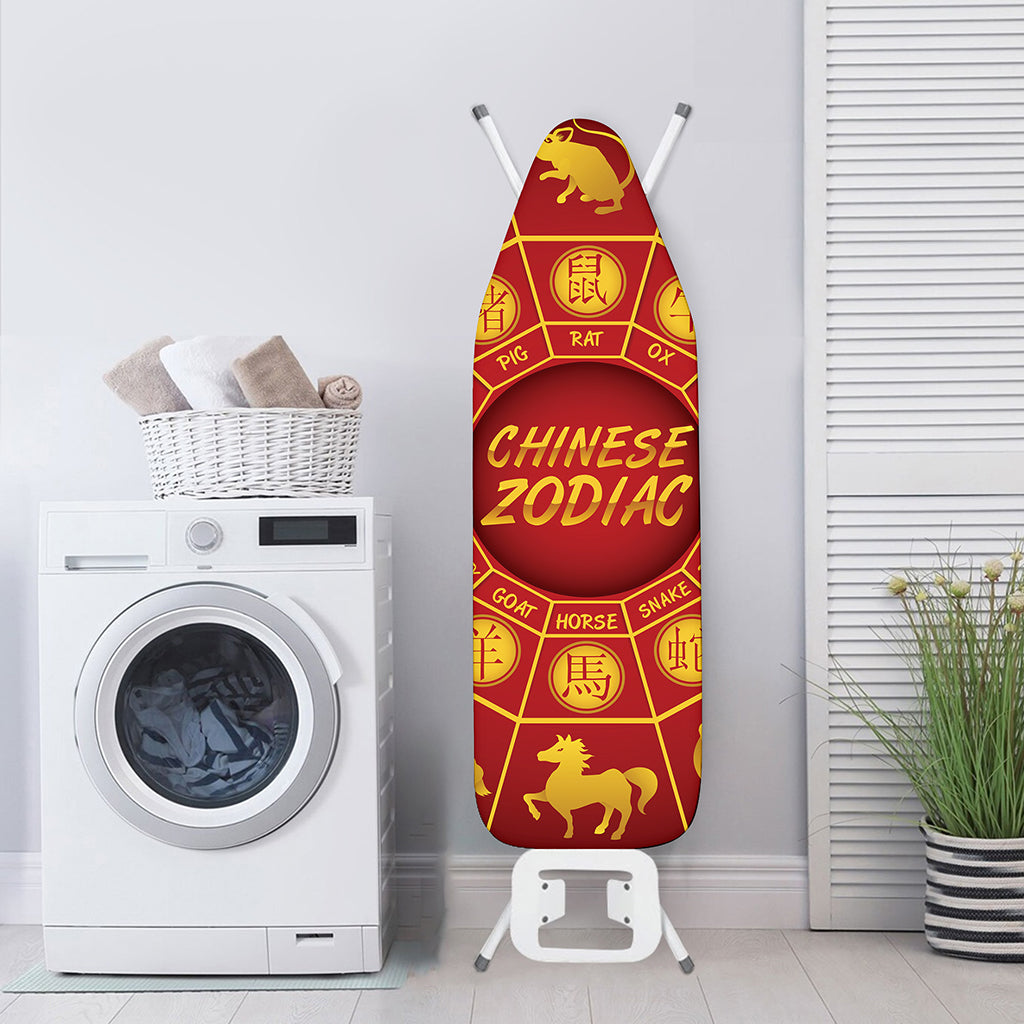 Red And Yellow Chinese Zodiac Print Ironing Board Cover