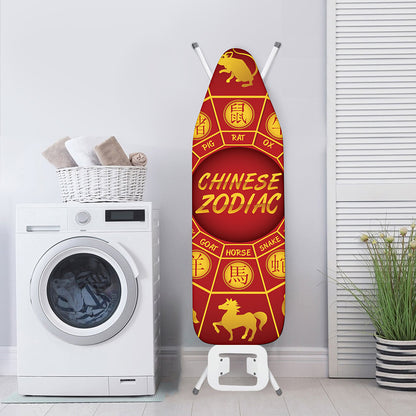 Red And Yellow Chinese Zodiac Print Ironing Board Cover