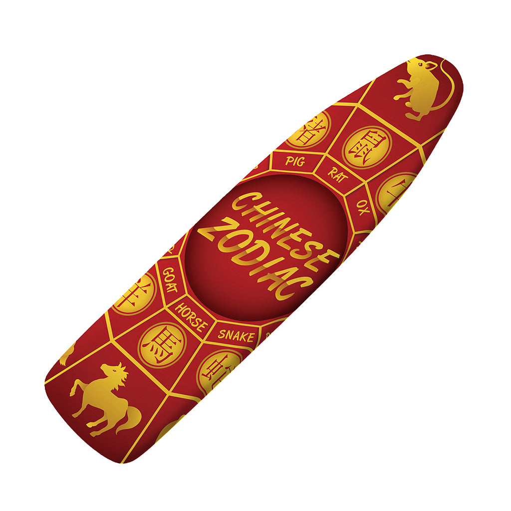 Red And Yellow Chinese Zodiac Print Ironing Board Cover
