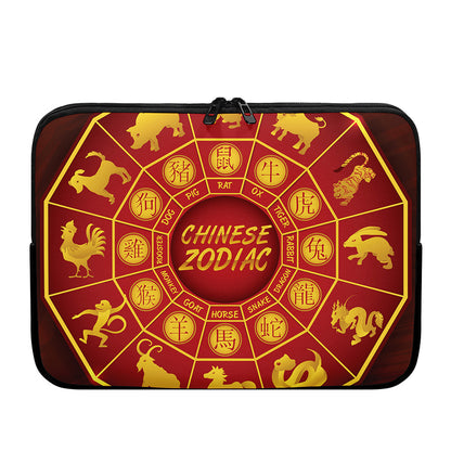 Red And Yellow Chinese Zodiac Print Laptop Sleeve