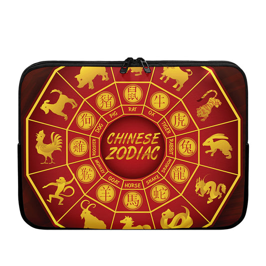 Red And Yellow Chinese Zodiac Print Laptop Sleeve