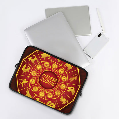 Red And Yellow Chinese Zodiac Print Laptop Sleeve