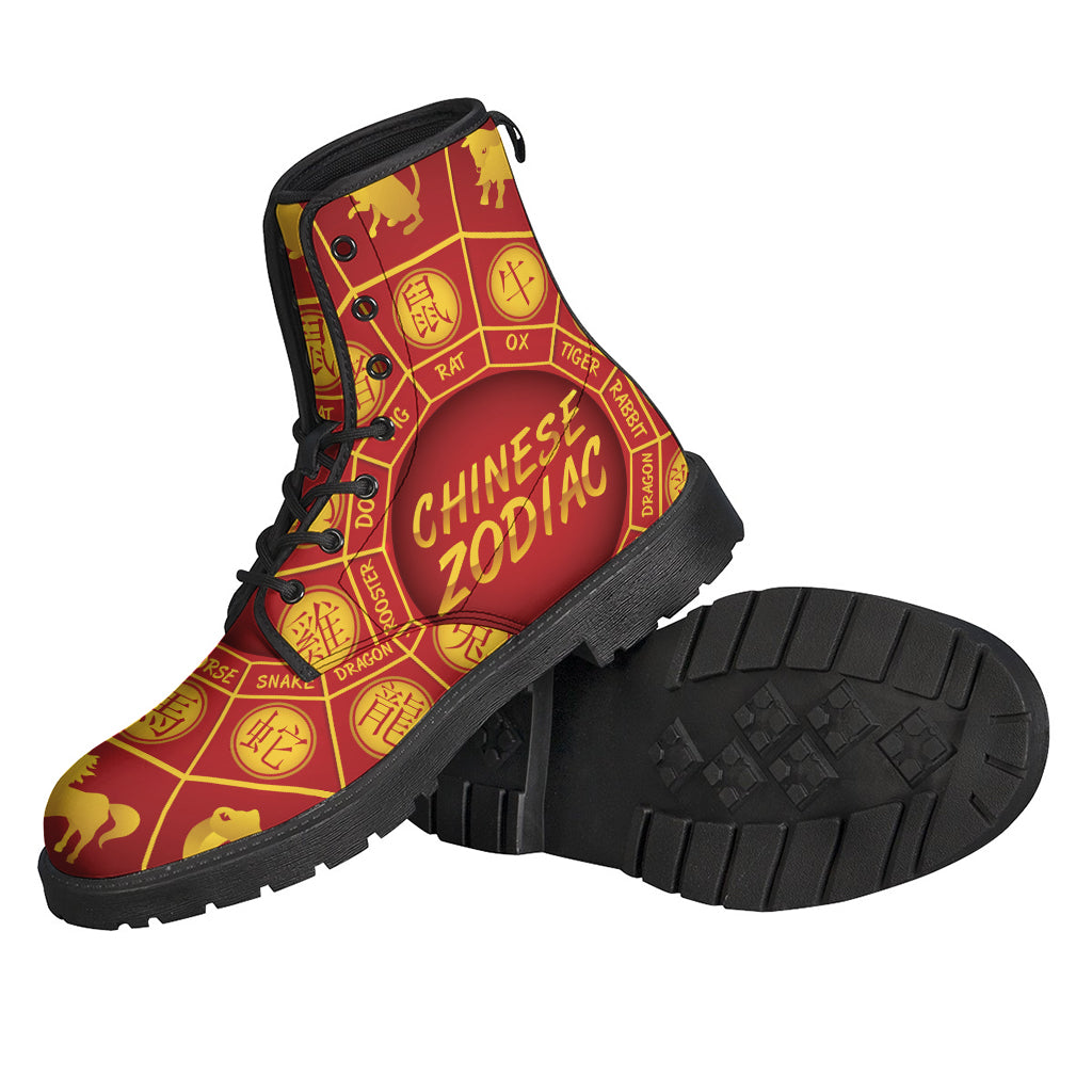 Red And Yellow Chinese Zodiac Print Backpack