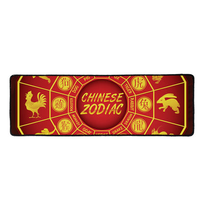 Red And Yellow Chinese Zodiac Print Long Kitchen Mat