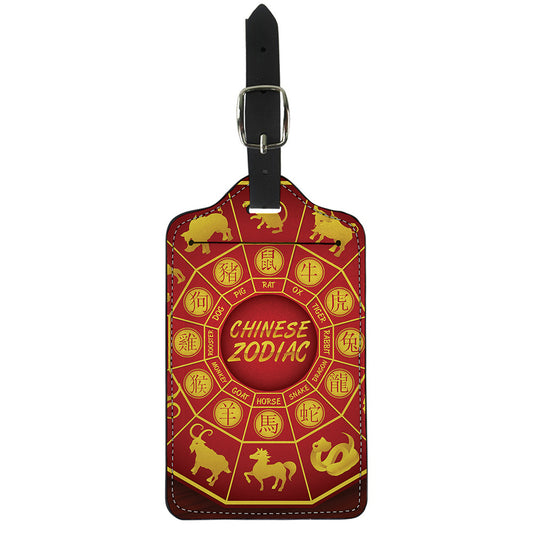 Red And Yellow Chinese Zodiac Print Luggage Tag