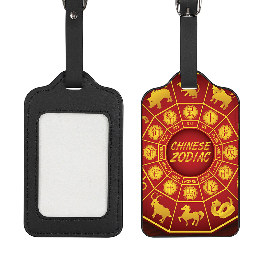 Red And Yellow Chinese Zodiac Print Luggage Tag