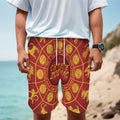 Red And Yellow Chinese Zodiac Print Men's Cargo Shorts