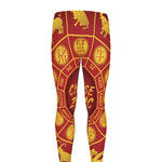 Red And Yellow Chinese Zodiac Print Men's leggings