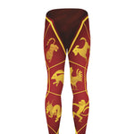 Red And Yellow Chinese Zodiac Print Men's leggings