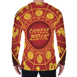 Red And Yellow Chinese Zodiac Print Men's Long Sleeve T-Shirt