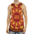 Red And Yellow Chinese Zodiac Print Men's Muscle Tank Top