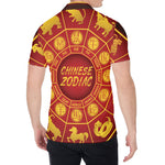 Red And Yellow Chinese Zodiac Print Men's Shirt