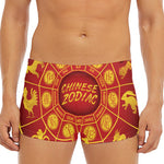 Red And Yellow Chinese Zodiac Print Men's Short Boxer Briefs