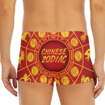 Red And Yellow Chinese Zodiac Print Men's Short Boxer Briefs