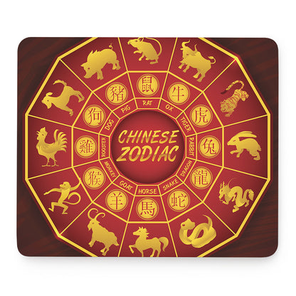 Red And Yellow Chinese Zodiac Print Mouse Pad
