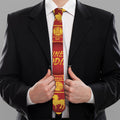 Red And Yellow Chinese Zodiac Print Necktie
